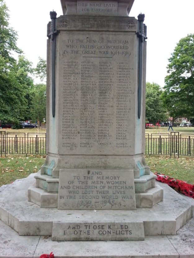 Mitcham War Memorial south side