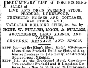 3rd Sept 1901 auction