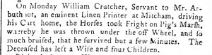The Public Advertiser 6th Feb 1760
