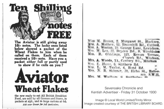 19301031 Aviator Wheat Flakes promo