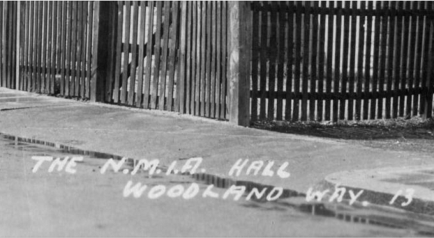 Clip from 1939 photo of the North Mitcham Hall from Merton Memories photo 49676 (c) London Borough of Merton