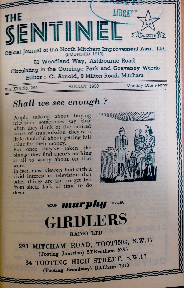 August 1950 front cover of The Sentinel magazine of the North Mitcham Improvement Association